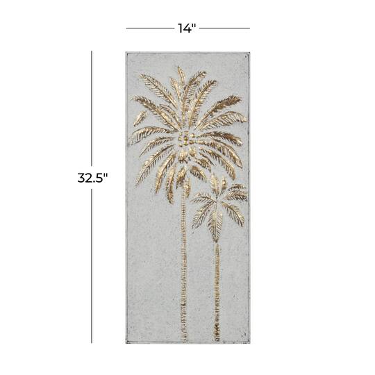 33" Gold Iron Coastal Palm Trees Wall Décor